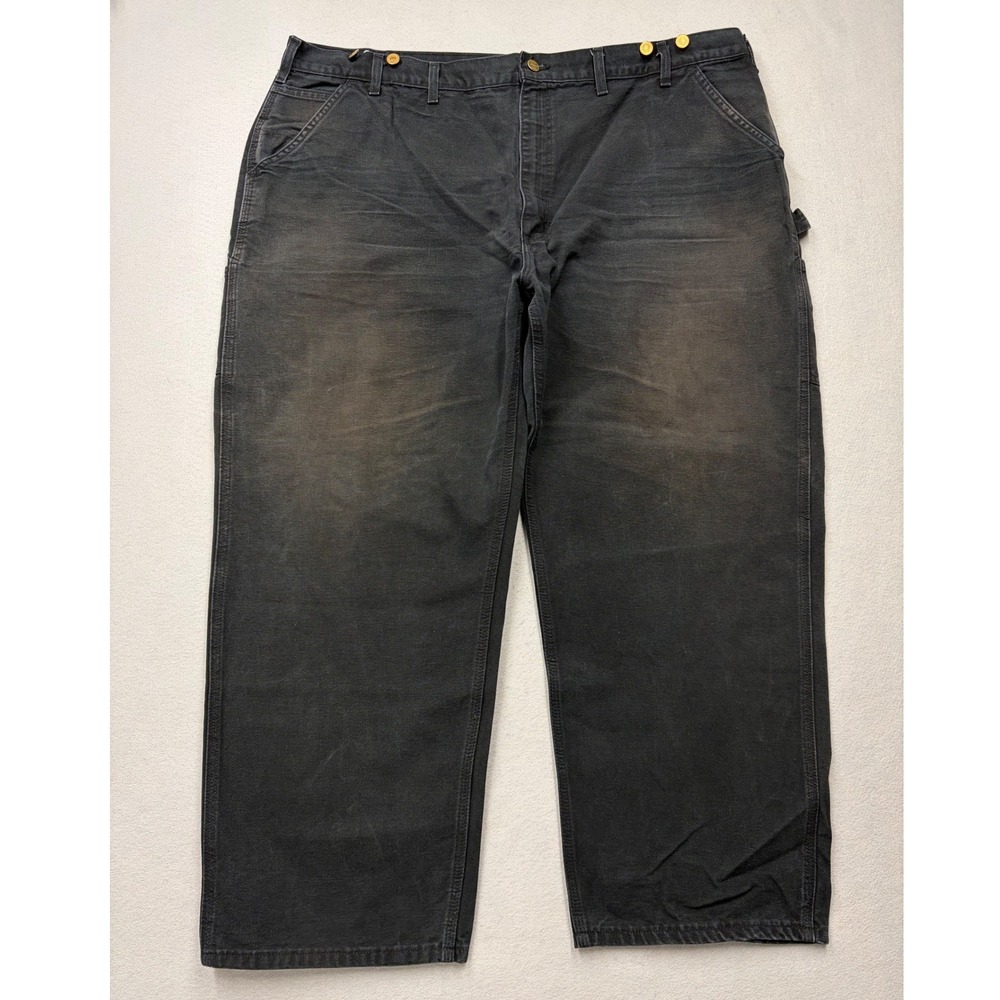 Carhartt Pants Mens 48x30 Black B11 BLK Dungaree Fit Vintage Canvas Workwear